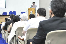 Imagem: Marcelo Viana, da Academia Brasileira de Ciências, discursou sobre o histórico da entidade, no fim do evento (Foto: Ribamar Neto)