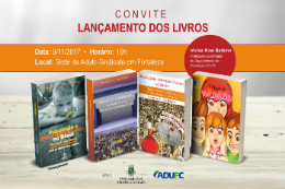 Convite do lançamento com a capa dos quatro livros