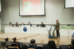 Mesa de abertura do Encontro Internacional de Observatórios