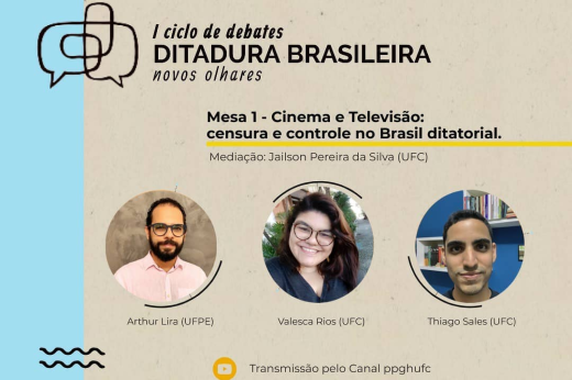 Cartaz do evento com a foto dos palestrantes