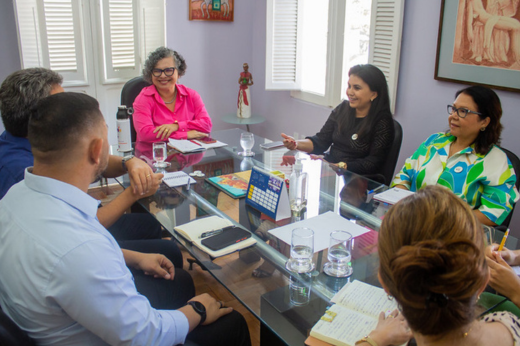 Imagem: Participantes em torno da mesa de reuniões 