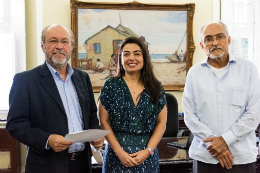 Foto posada do reitor Cândido Albuquerque, da procuradora Janaína Castelo Branco e o vice-reitor Glauco Lobo