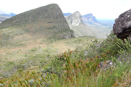 Paisagem montanhosa de campo rupestre