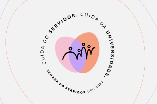 Imagem: Logo da Semana do servidor em fundo branco escrito Cuida do Servidor, Cuida da Universidade